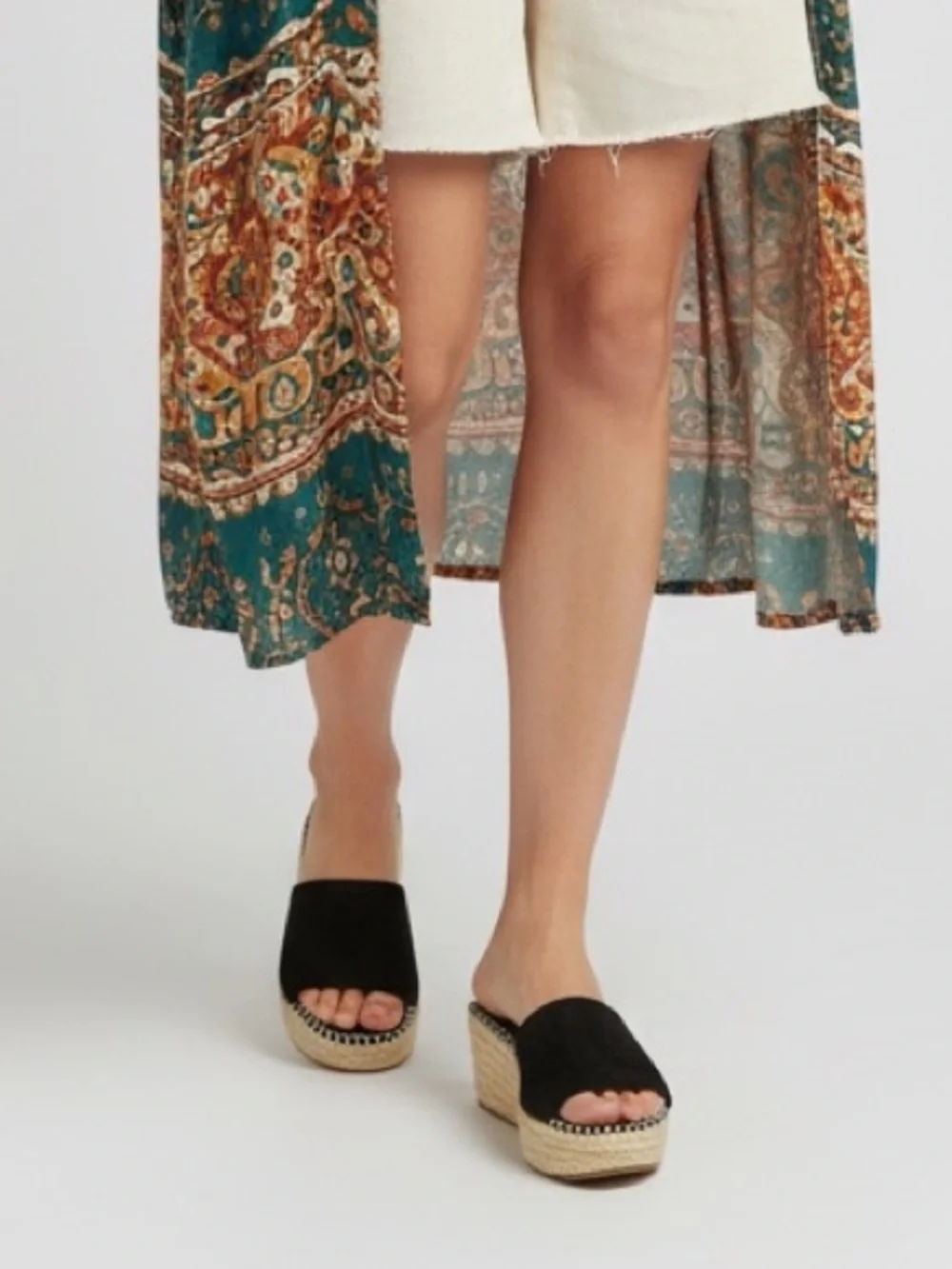 Bamboo Black Espadrille Wedge Sandals 8.5 NWOT